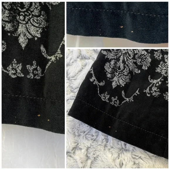 🚫SOLD🚫 VTG Y2K DKNY Jeans Black Velvet Long Coat w/ Pockets Grey Baroque - Picture 16 of 16